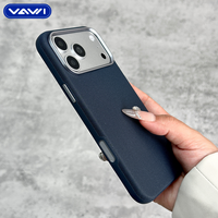 VAWI L182 Étui de téléphone TechWoven de luxe avec cadre d'objectif métallique, antichoc, antidérapant, magnétique pour iPhone 13~15 16 17 Pro Max