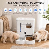 Distributeur automatique de nourriture pour animaux de compagnie 2 en 1 avec distributeur d'eau, nourrisseur intelligent WiFi 5G avec caméra vision nocturne audio bidirectionnel, programmable pour chats et chiens