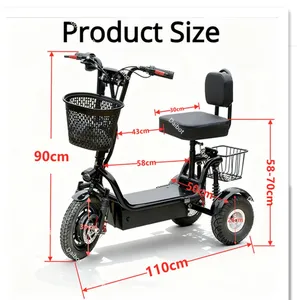 Mini scooter électrique pliable à corps ouvert pour adultes, déplacements professionnels, <span class=keywords><strong>tout</strong></span>-<span class=keywords><strong>terrain</strong></span>, 3 roues, longue autonomie, petit <span class=keywords><strong>tricycle</strong></span> pour personnes âgées - Product Image 3