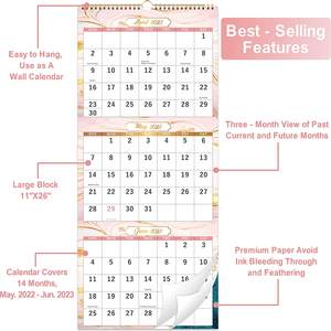 <span class=keywords><strong>Calendrier</strong></span> mural vertical personnalisé pour <span class=keywords><strong>2023</strong></span>-2024, 3 <span class=keywords><strong>mois</strong></span> <span class=keywords><strong>par</strong></span> page, plié, <span class=keywords><strong>par</strong></span> une entreprise d'impression - Product Image 2