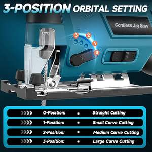 Sierra de calar inalámbrica para batería de 220V máx., sierra de calar orbital sin escobillas, cortes en bisel de 0-45°, 3 ajustes orbitales, luz LED, 2.2kW, 1 año de garantía - Product Image 3