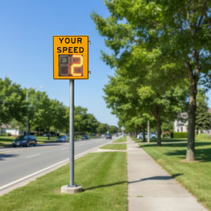 Panneau de signalisation routière à LED réfléchissant alimenté par énergie solaire avec boîtier en PC, affichage de la vitesse, radar de détection de vitesse pour autoroute - Product Image 1