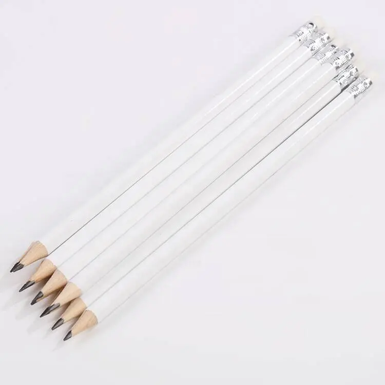 सफेद दौर शरीर रबर पेंसिल स्पॉट होटल कस्टम लोगो के साथ अनुकूलित किया जा सकता एचबी पेंसिल