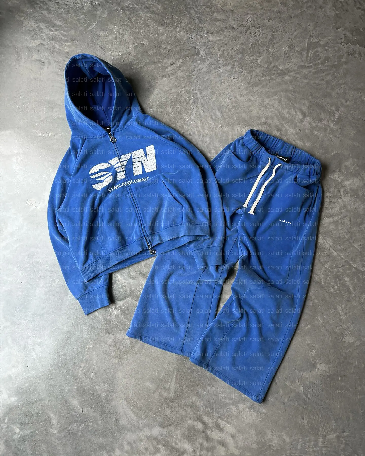 Custom Straight Leg Sweatpants And Hoodie Set Print Jogging Sweat Suit Acid Wash Sweatsuit Sports Stack Flared Tracksuit For Men
