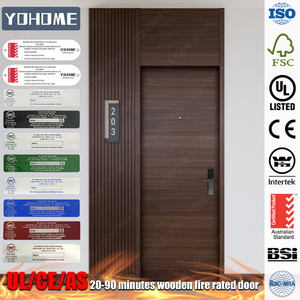 Portes en bois de chêne ou de noyer ignifugées sur mesure aux normes canadiennes pour chambre d'hôtel Protection contre le feu Portes en chêne <span class=keywords><strong>Porte</strong></span> d'hôtel haut de gamme - Product Image 1