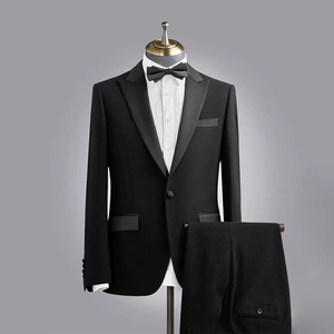 Traje de Boda de Alta Calidad para Hombre, Corte Entallado, Solapa de Muesca, Conjunto de <span class=keywords><strong>2</strong></span> Piezas, Mezcla de Poliéster, Atuendo Formal para Novio - Product Image 3