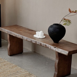 Banc en bois massif nordique moderne vent silencieux simple longue porte irrégulière <span class=keywords><strong>tabouret</strong></span> à chaussures mural siège ottoman amovible pour le salon - Product Image 3