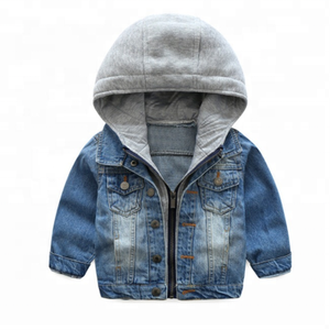 OEM-chaqueta vaquera personalizada para niños, Abrigo con capucha de retales, diseño de moda - Product Image 1