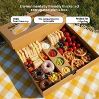 Boîte d'emballage écologique pour pique-nique et collations, en carton ondulé kraft, pour le camping et les sorties printanières