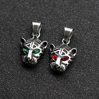 Collier et Pendentif Léopard en Acier Inoxydable avec Zircons Verts, Rouges et Bleus, Bijoux Hip Hop Tendance, Chaîne et Porte-clés