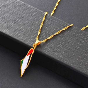Collier avec drapeau de la Palestine en argent, collier avec pendentif en forme de carte de Palestine, collier avec épée, collier avec carte de Palestine, vente en gros - Product Image 5