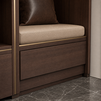Meuble à chaussures moderne pour entrée avec portes vitrées, armoire de rangement en bois sur mesure pour couloir, porte-manteau et banc, mobilier de maison