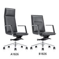 Chaise de bureau de direction ergonomique en cuir à dossier haut au design moderne avec cadre en aluminium ventilé et réglage en hauteur
