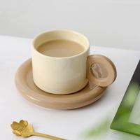 Tasse à café en céramique bicolore, aspect haut de gamme, ensemble commercial, style nordique, ensemble tasse et soucoupe