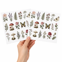 Autocollants personnalisés pour journal intime à motifs floraux, feuille vintage, roses, fleurs sauvages, style Cottagecore, en vinyle découpé, imperméables pour enfants