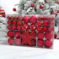 Boules de Noël en plastique creuses peintes, ensemble de 101 pièces en coffret cadeau avec étoiles scintillantes pour le sommet de l'arbre