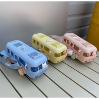 Bouteille d'eau en plastique Kawaii Bus Tomatodo 500 ml pour enfants avec paille et sangle – Fournitures scolaires mignonnes