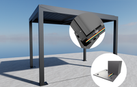 Pergola de jardin de luxe en alliage d'aluminium motorisée, étanche, à toit à lames, pour terrasse extérieure, protection UV