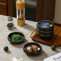 Plats à sauce japonais en céramique de 3,5 pouces, bols à trempette, assiettes à sauce soja, plats à condiments pour sushi, assiettes d'accompagnement vintage avec glaçure de four