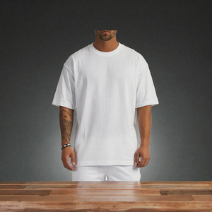 Camiseta Blanca de Algodón para Hombre, Talla Grande, Manga Corta, Cuello Redondo, Estilo Casual, Color Sólido, Tejido Jersey - Product Image 3