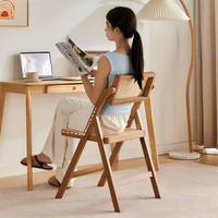 Chaise de salle à manger pliante en rotin massif de style minimaliste avec dossier et pieds en bambou, design moderne, utilisation intérieure/extérieure pour l'ameublement de la maison