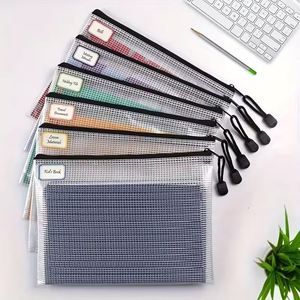Multipurpose Reusable Plastic <b>File</b> <b>Folder</b> Test Paper Organizer Moisture Proof Mesh Zipper Pouch Student Document - Product Image 1