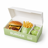 Emballage alimentaire personnalisé en carton ondulé écologique avec logo imprimé pour restaurants, biodégradable, pour burgers, frites, poulet frit à emporter