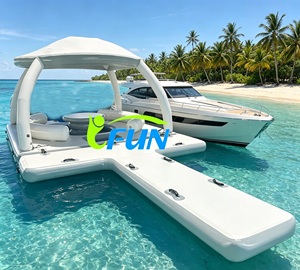 Plateforme flottante gonflable haut <span class=keywords><strong>de</strong></span> gamme en forme <span class=keywords><strong>de</strong></span> T pour yacht, ponton <span class=keywords><strong>de</strong></span> loisirs aquatiques, canapé-lit flottant avec auvent <span class=keywords><strong>de</strong></span> protection solaire - Product Image 6