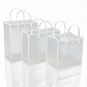 Clear Bags Custom Logo Clear Transparent Waterproof Packing Bags PP Plastic Shopping Bags With Tote For Promotional