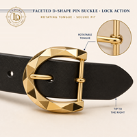 Boucle de ceinture pour femme en forme de D à coupe diamant, boucle à ardillon dorée à facettes effet miroir, ceinture de taille géométrique moderne OEM