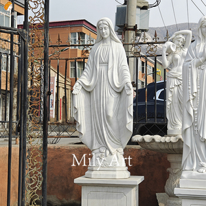 Tay chạm khắc cuộc sống Kích thước Tôn Giáo trang trí bằng đá cẩm thạch trắng Mary tượng để bán - Product Image 3