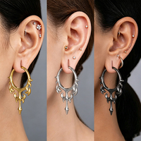 Evorte Pendentifs d'oreille Clicker à croix gothique à pointes, Pendentifs d'oreille pour oreilles écartées, Bijoux de piercing corporel, Dilatateurs d'oreille punk
