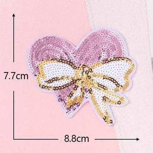 Parche de Lentejuelas Brillantes con Lazo, Cinta de Puntos de Glitter, Aplique de Corazón, Insignia Bordada Termoadhesiva para Vestidos, Sombreros, Bolsos y Accesorios DIY para Niñas - Product Image 6