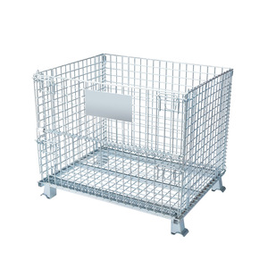 Kho hậu cần nhiệm vụ nặng nề hàng hóa dây lưới đóng mở có thể gập lại nestable 4 bên lưu trữ lồng Xe đẩy giỏ hàng CuộN <span class=keywords><strong>container</strong></span> - Product Image 1