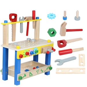 2020 nueva tendencia de montaje de caja de herramientas de madera de juguete de mesa de trabajo al por mayor papel de juego de p - Product Image 2