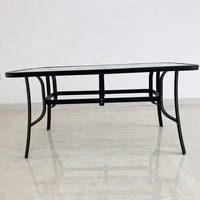 Luckycyj — Table pliante en verre, meuble d'extérieur, Table de pique-nique rectangulaire, Tables en verre portables