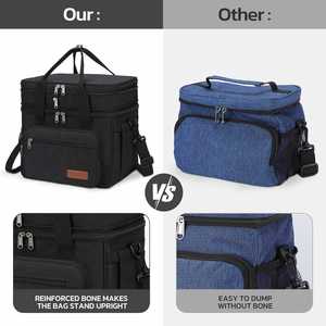 Insulated Lunch Bag, Expandable Double Deck Cooler Bag, Lightweight Leakproof Tote Bag With Side Tissue Pocket - Product Image 3