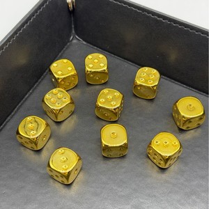 Gold Metal <b>Dice</b> 1.4Cm Hexahedron Durable For Chess And Card Games 7 Pieces Set - Product Image 5