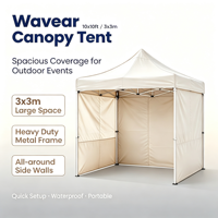 Tente de glamping pliable Wavear 10x10 en acier de haute qualité, imperméable, pour événements et fêtes en plein air, une personne