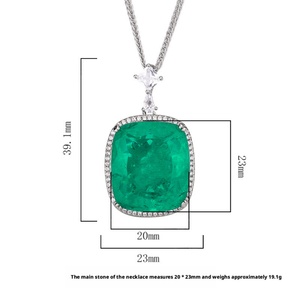 Wholesale Trendy Eco-friendly Copper Jewelry 20*23mm Rectangle Cut Green Cubic Zirconia Stone Color <b>Pendant</b> Necklace for Women - Product Image 6