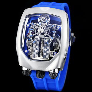 Reloj Automático de Lujo para Hombre, Estilo Superdeportivo de Alta Gama 2025, Esqueleto Hueco, Detalles Azules, Tourbillon Deportivo, Correa de Caucho de Alta Calidad - Product Image 1