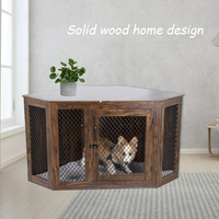 Meuble pour chien avec coussin, portes doubles en bois de taille moyenne, niche d'intérieur, table d'appoint