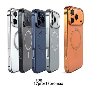 Étui de téléphone portable magnétique à cadre métallique en aluminium de luxe pour <span class=keywords><strong>iPhone</strong></span> 17 15 16 Pro Max PC fond de panier housse de protection antichoc - Product Image 2