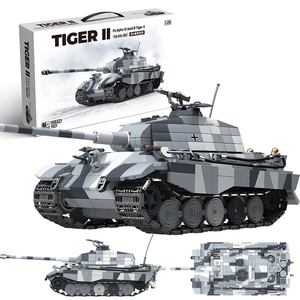 1/28 montaje coleccionable Ww2 Panzerkampfwagen <span class=keywords><strong>Tiger</strong></span> Ii tanque juegos de bloques de construcción adultos ejército militar juguete modelo de plástico Kit - Product Image 1