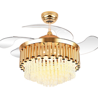 Ventilateurs de plafond 2049D 42 pouces avec éclairage 110-220V, décoratifs en cristal, sans pales, modernes, tricolores, télécommande, LED, design rond pour la maison