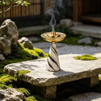 Brûleur d'encens en marbre naturel multi-usages, brûleur de Bakhoor pour cônes, bâtonnets, sauge, brûleur Mubkhar pour la décoration de la maison, le yoga