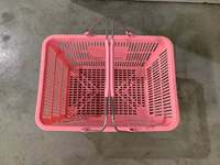Panier à main en plastique PP rose durable et écologique de 17 L pour centre commercial avec couleurs et logos personnalisables