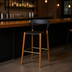 Sgabello da Bar 50x55x98 Cm, Colore Legno, Design Moderno Contemporaneo, Arredamento Bar Stabile per Uso Commerciale - Product Image 2