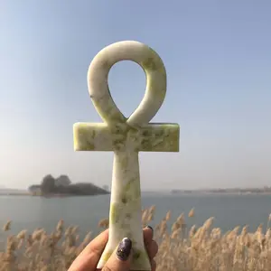 حجر كريم مرصع بعلامة Ankh كريستال Ankh مفتاح الحياة المصري زينة تأمل