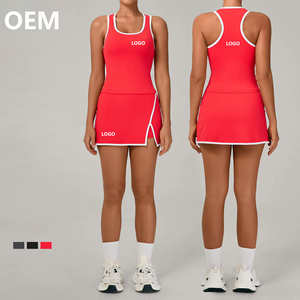 Conjunto de Roupas Femininas de Atividade OEM com Cores Contrastantes, Saia e Top Slim Fit com Fenda Lateral 2 em 1, Saia Elástica para Esportes, Tênis e Padel - Product Image 1